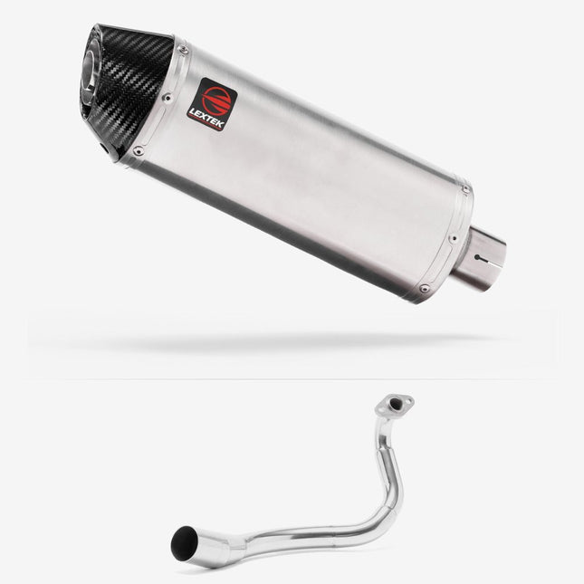 Lextek Brushed Stainless Steel RP2 300mm Exhaust System for Honda PCX 125 (18-19)