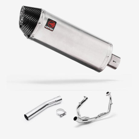 Lextek RP2 Gloss S/Steel Oval Exhaust System 300mm for Suzuki SV650 (03-15)