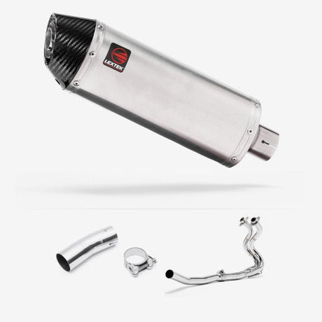 Lextek RP2 Gloss S/Steel Oval Exhaust System 300mm for Kawasaki Ninja 400 & Z400 (18-20)