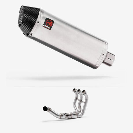 Lextek RP2 Gloss S/Steel Oval Exhaust System 300mm Low Level for Yamaha MT-09 Tracer (14-20)
