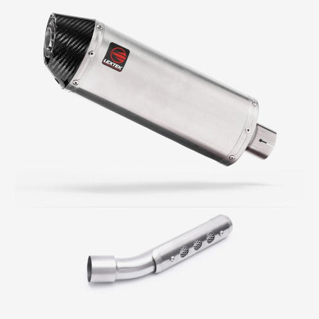 Lextek RP2 Gloss S/Steel Oval Exhaust 300mm with Link Pipe for Yamaha Tenere 700 (19-23)
