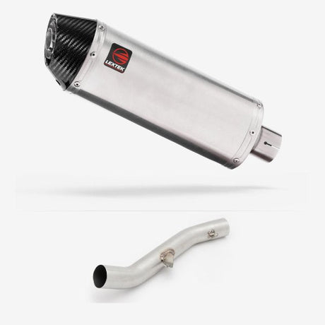 Lextek RP2 Gloss S/Steel Oval Exhaust 300mm High Level with Link Pipe for Yamaha YZF R6 (17-22)