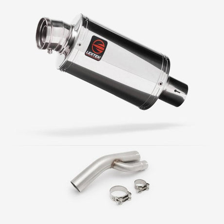 Lextek OP4 Polished S/Steel Exhaust 200mm with Link Pipe for BMW S1000 RR (17-18)