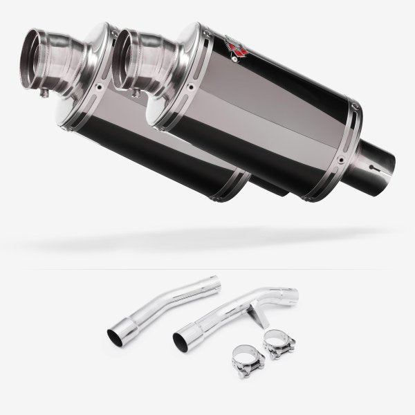 Lextek OP15 Dark Tint Stainless Exhaust 200mm with Link Pipe for Yamaha FJR1300 (01-19)