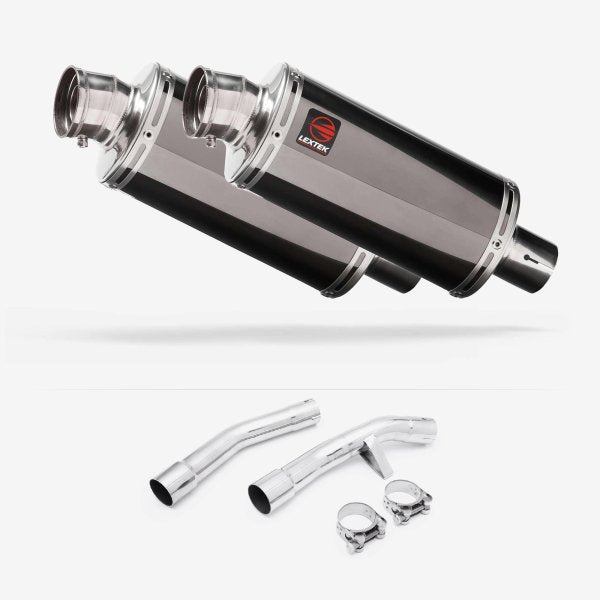 Lextek OP16 Dark Tint Stainless Exhaust 250mm with Link Pipe for Yamaha FJR1300 (01-19)