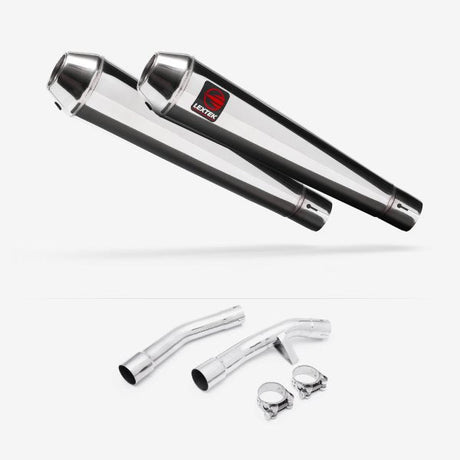 Lextek AC1 Polished Classic Exhaust 350mm with Link Pipe for Yamaha FJR1300 (01-19)