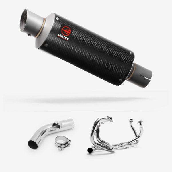 Lextek GP8C Carbon Fibre GP Stubby Exhaust System 240mm for Honda VFR800 X Crossrunner (11-14)