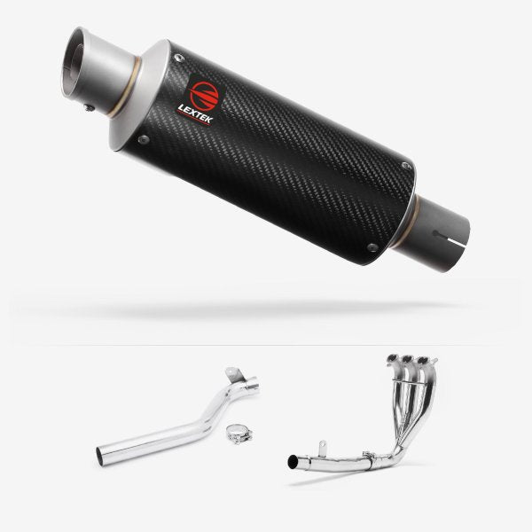 Lextek GP8C Carbon Fibre GP Stubby Exhaust System 240mm for Triumph Tiger 1050 Sport (13-20)