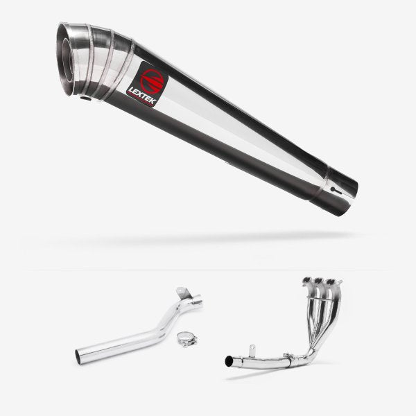 Lextek MP4 S/Steel Megaphone Exhaust System 300mm for Triumph Tiger 1050 Sport (13-20)