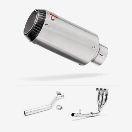 Lextek CP1 Matt S/Steel Carbon Tip Exhaust System 150mm for Triumph Tiger 1050 Sport (13-20)