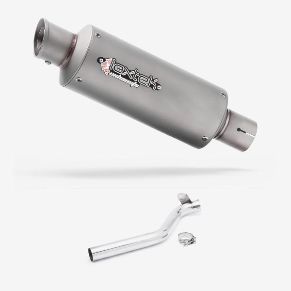 Lextek GP1 Matt S/Steel GP Stubby Exhaust 240mm with Link Pipe for Triumph Tiger 1050 Sport (13-20)