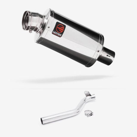 Lextek OP4 Polished S/Steel Exhaust 200mm with Link Pipe for Triumph Tiger 1050 Sport (13-20)