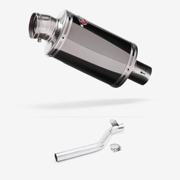 Lextek OP15 Dark Tint Stainless Exhaust 200mm with Link Pipe for Triumph Tiger 1050 Sport (13-20)