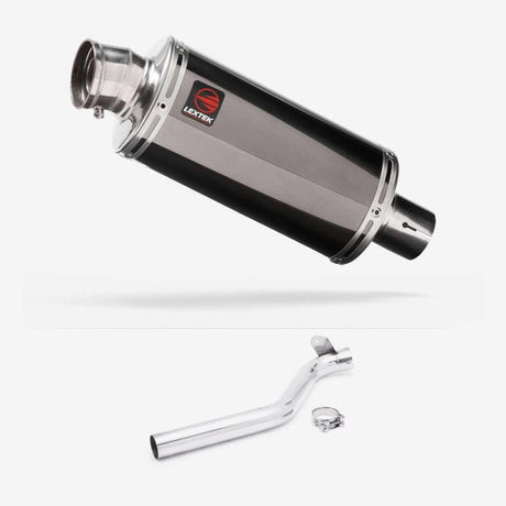 Lextek OP16 Dark Tint Stainless Exhaust 250mm with Link Pipe for Triumph Tiger 1050 Sport (13-20)