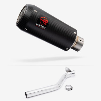 Lextek Carbon Fibre CP9C 180mm Exhaust with Link Pipe for Triumph Tiger 1050 Sport (13-20)