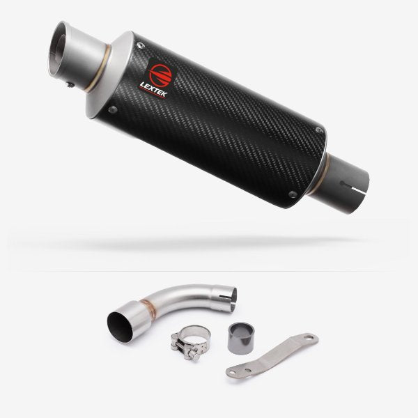 Lextek GP8C Carbon Fibre GP Stubby Exhaust 240mm with Link Pipe for Benelli TNT 125/135 (17-20)