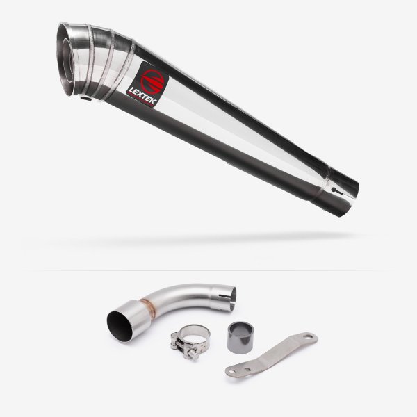 Lextek MP4 S/Steel Megaphone Exhaust 300mm with Link Pipe for Benelli TNT 125/135 (17-20)