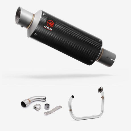 Lextek GP8C Carbon Fibre GP Stubby Exhaust System 240mm for Benelli TNT 125/135 (17-20)