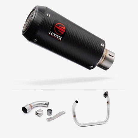 Lextek CP9C Full Carbon Exhaust System 180mm Twin Underseat for Benelli TNT 125/135 (17-20)