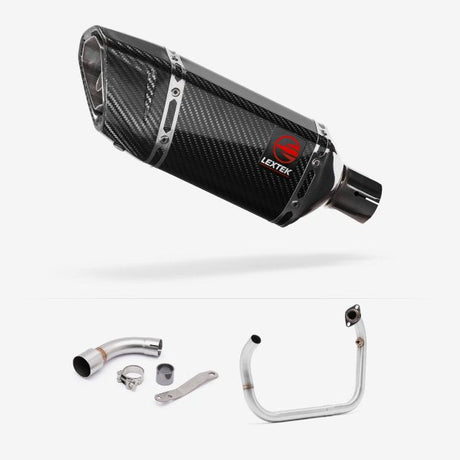 Lextek SP11C Gloss Carbon Fibre Exhaust System 200mm for Benelli TNT 125/135 (17-20)