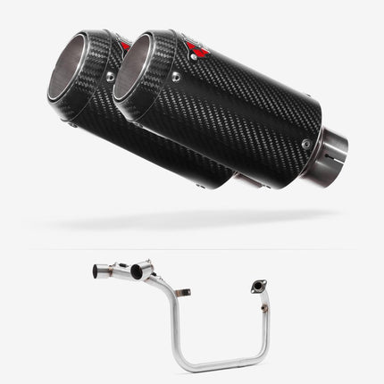 Lextek Carbon Fibre CP8C 150mm Twin Underseat Exhaust for Benelli TNT 125/135 (17-24)