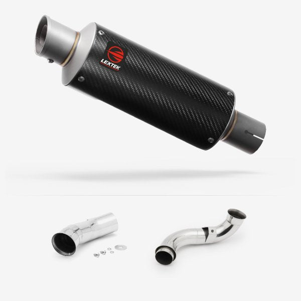 Lextek GP8C Carbon Fibre GP Stubby Exhaust 240mm with De-Cat Link Pipe for KTM 790 Duke (18-21)