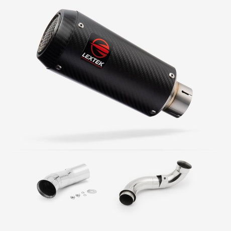 Lextek CP9C Full Carbon Exhaust 180mm with De-Cat Link Pipe for KTM 790 Duke (18-21)