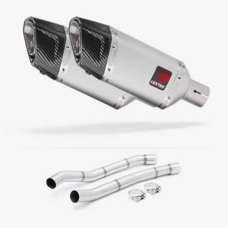 Lextek SP5 Matt Stainless Steel Exhaust 200mm with Link Pipes for Kawasaki ZZR1400 (12-19)