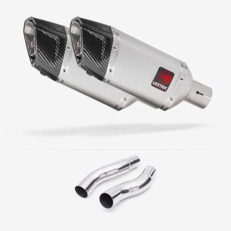 Lextek SP5 Matt Stainless Steel Exhaust 200mm with Link Pipes for Kawasaki Z1000 (14-19)