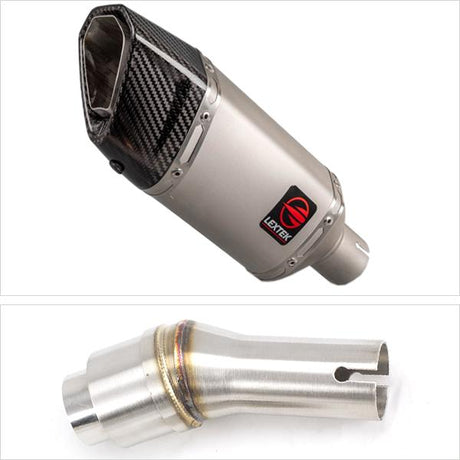 Lextek SP5 Matt Stainless Steel Exhaust 200mm with Link Pipe for Kawasaki Ninja 300 (13-17)