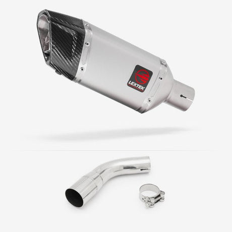 Lextek SP5 Matt Stainless Steel Exhaust 200mm with Link Pipe for Suzuki SV650 (16-20)