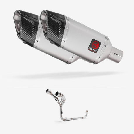 Lextek SP5 Matt Stainless Steel Exhaust System 200mm Twin Underseat for Honda MSX Grom 125 (13-16)