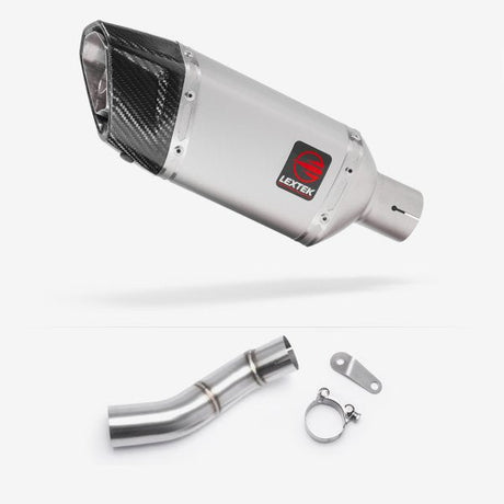 Lextek SP5 Matt Stainless Steel Exhaust 200mm with Link Pipe for Triumph Street Triple 765 (17-23)