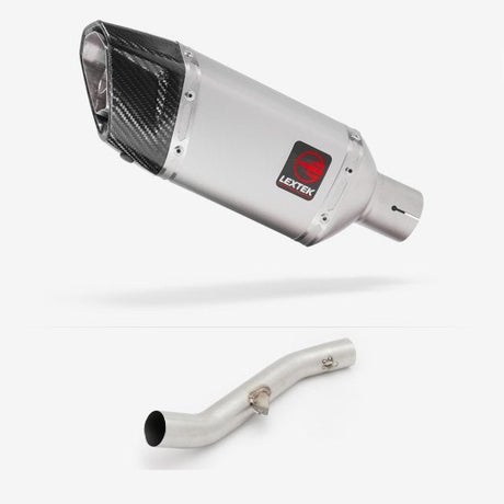 Lextek SP5 Matt Stainless Steel Exhaust 200mm High Level with Link Pipe for Yamaha YZF R6 (17-22)