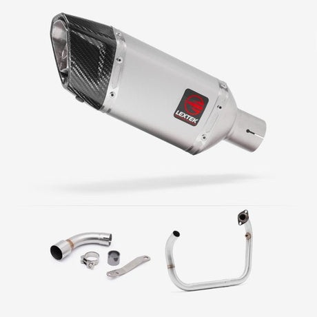 Lextek SP5 Matt Stainless Steel Exhaust System 200mm Twin Underseat for Benelli TNT 125/135 (17-20)