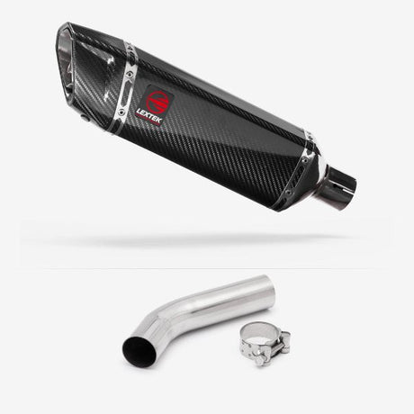 Lextek SP9C Gloss Carbon Fibre Exhaust 300mm with Link Pipe for Honda VFR400 NC21 (85-88)