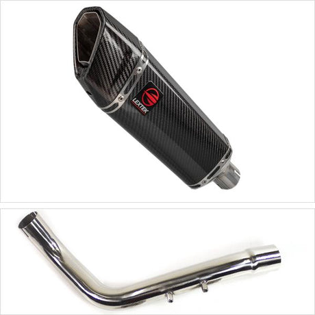 Lextek SP9C Gloss Carbon Fibre Exhaust 300mm with Link Pipe for Honda CB600 Hornet (98-02)