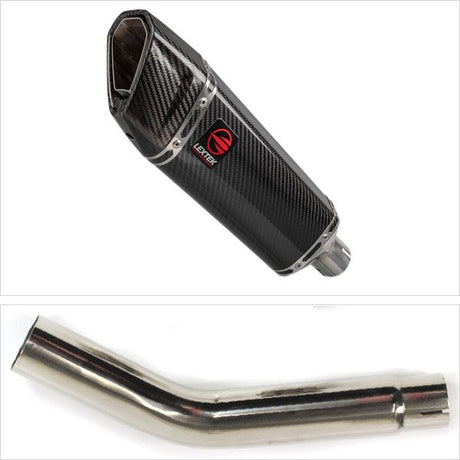 Lextek SP9C Gloss Carbon Fibre Exhaust 300mm with Link Pipe for Honda CB600F Hornet (07-12)
