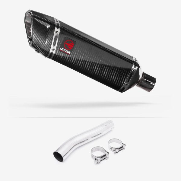 Lextek SP9C Gloss Carbon Fibre Exhaust 300mm with Link Pipe for Suzuki GSXR 600/750 (08-10)