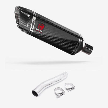 Lextek SP9C Gloss Carbon Fibre Exhaust 300mm with Link Pipe for Suzuki GSXR 600/750 (08-10)