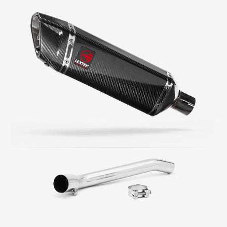 Lextek SP9C Gloss Carbon Fibre Exhaust 300mm with De-Cat Link Pipe for Suzuki GSXR 1000 (07-08)