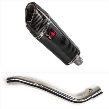 Lextek SP9C Gloss Carbon Fibre Exhaust 300mm with De-Cat Link Pipe for Suzuki GSXR 1000 (09-11)