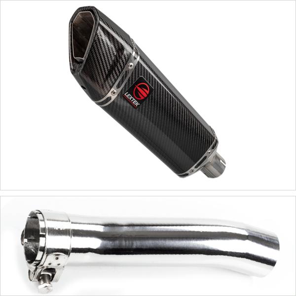 Lextek SP9C Gloss Carbon Fibre Exhaust 300mm with Link Pipe for Honda CBR500R (13-19)