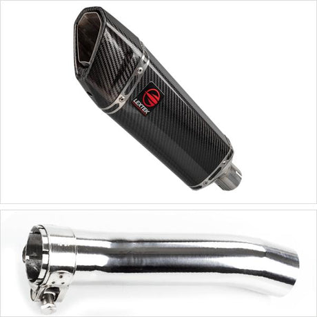 Lextek SP9C Gloss Carbon Fibre Exhaust 300mm with Link Pipe for Honda CBR500R (13-19)