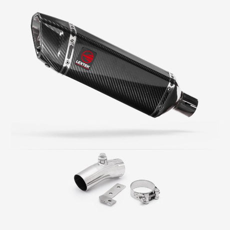 Lextek SP9C Gloss Carbon Fibre Exhaust 300mm with Link Pipe for Kawasaki ER-6N ER-6F (06-11)