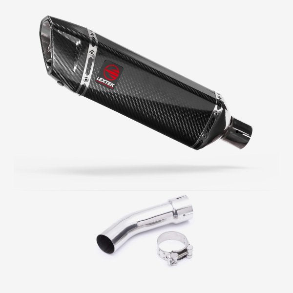 Lextek SP9C Gloss Carbon Fibre Exhaust 300mm with Link Pipe for Yamaha FZ8 Fazer (10-16)