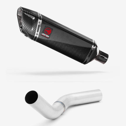 Lextek Carbon Fibre SP9C 300mm Exhaust with Brushed Link Pipe for Kawasaki Z800 (13-16)