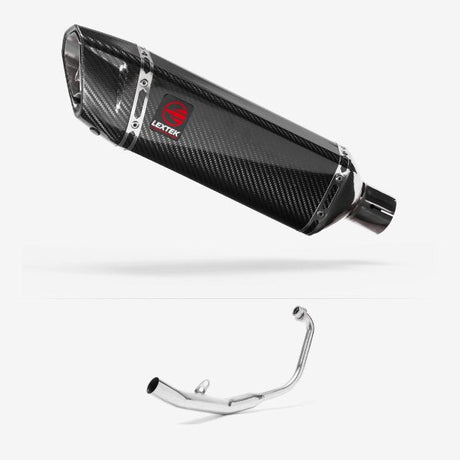 Lextek SP9C Gloss Carbon Fibre Exhaust System 300mm for Honda CBR 125 R (11-19)