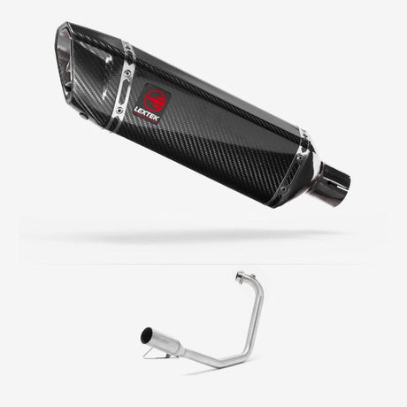 Lextek SP9C Gloss Carbon Fibre Exhaust System 300mm for Yamaha YBR 125 (05-16)