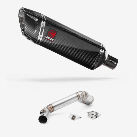 Lextek SP9C Gloss Carbon Fibre Exhaust 300mm with Link Pipe for KTM 125/200 Duke (11-16)